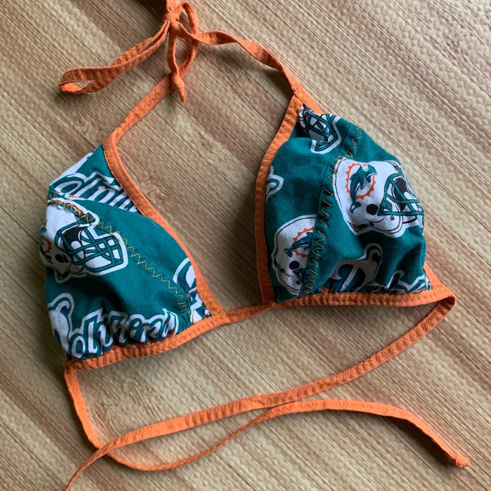 Custom made Miami dolphins NFL bikini top